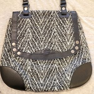 Unique Hammitt Black and White Tweed and Leather Crossbody